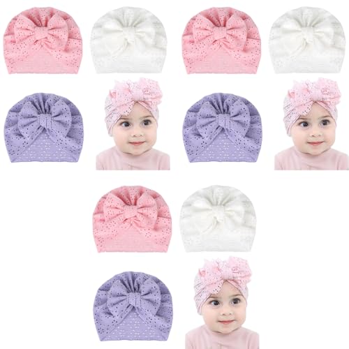 PALAY® 9PCS Baby Cap for 3-6 Months, Soft Baby Turban Cap for Baby Girl Boy, Stretchy Big Bow Baby Caps for Born 0-3 Months, Breathable Lovely Newborns Infant Hat Shower Gifts PALAY® 9PCS Baby Cap for 3-6 Months, Soft Baby Turban Cap for Baby Girl Boy, Stretchy Big Bow Baby Caps for Born 0-3 Months, Breathable Lovely Newborns Infant Hat Shower Gifts